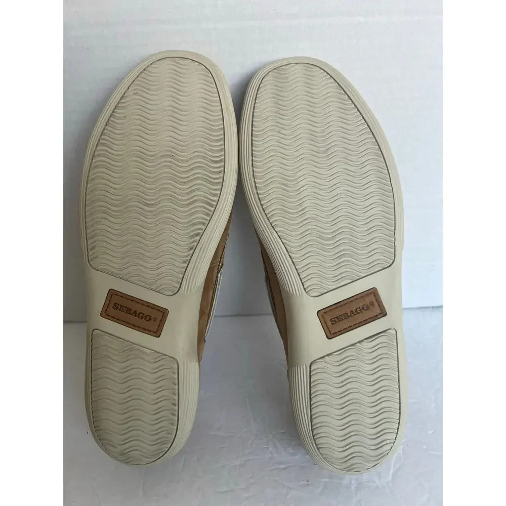 Sebago Tan Leather‎ Frank Roughout Slip On Comfort Preppy Boat Loafer Shoes 10M